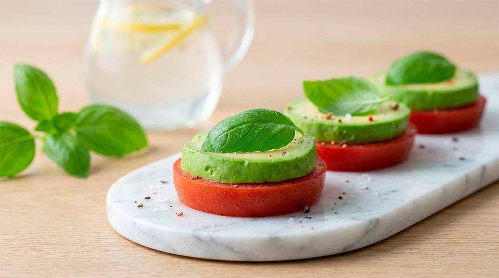 Ensalada caprese de aguacate