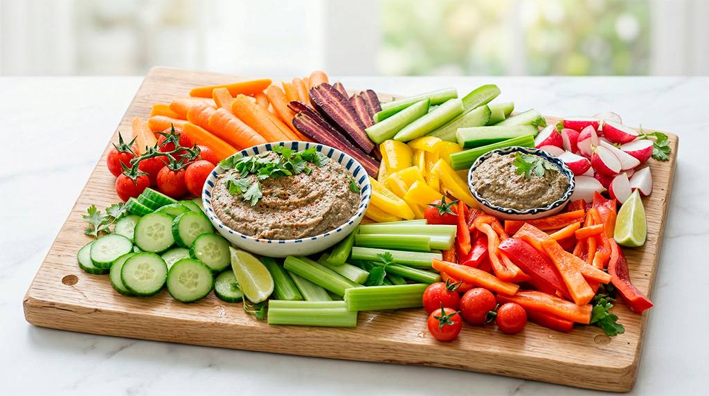 Hummus de Alubias Negras y Crudites